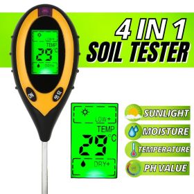 4 In 1 LCD Digital PH Tester Soil Water Light Temperature Test Meter US